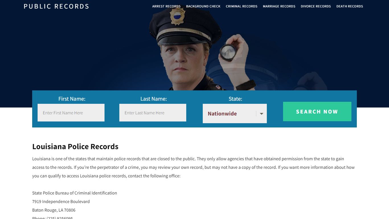 Louisiana Police Records | Get Instant Reports On People