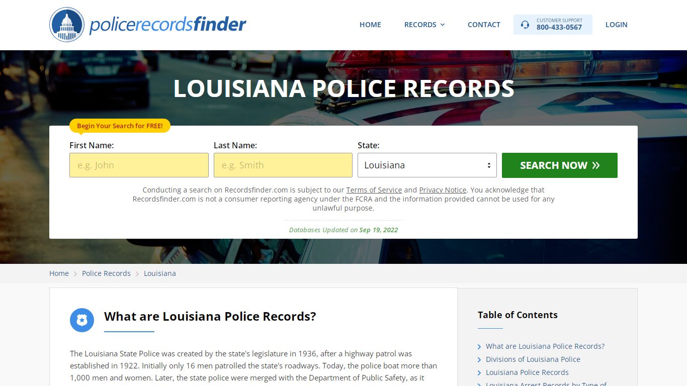 Louisiana Police Records Search & Police Departments Online - RecordsFinder